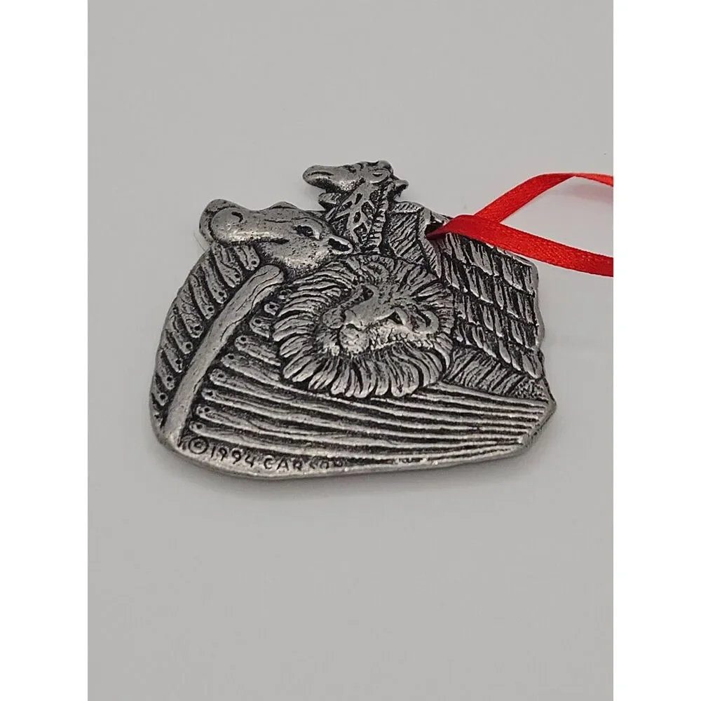 Vintage 1994 Carson Pewter Noah's Ark Christmas Ornament